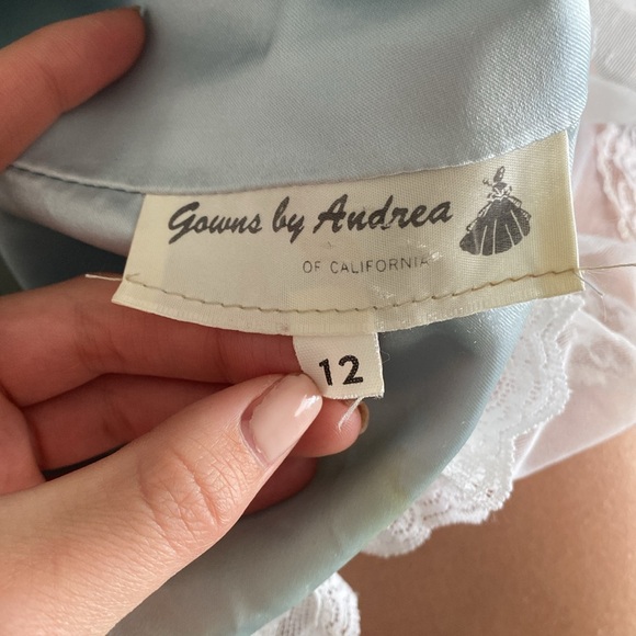 Vintage baby blue silk dress - Picture 12 of 15
